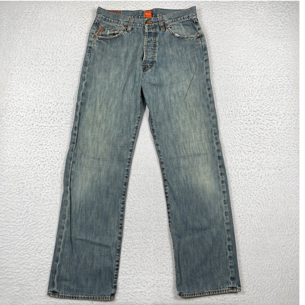Hugo Boss Jeans Mens 32x31 Blue HB 1 Straight Leg Button Fly Denim Streetwear